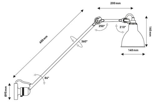 DCW Editions Lampe Gras N304L60 Væglampe Rund H: 60cm - Sort/Sort