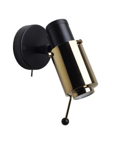 DCW Editions Biny Spot LED Væg- og loftlampe m. Afbryder og Arm Ø: 6,5 cm - Sort/Guld