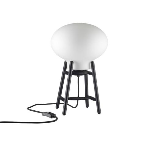 FDB Møbler U4 Hiti Bordlampe m. Sort Ledning H: 22,8 cm - Sortmalet Eg/Opal Glas