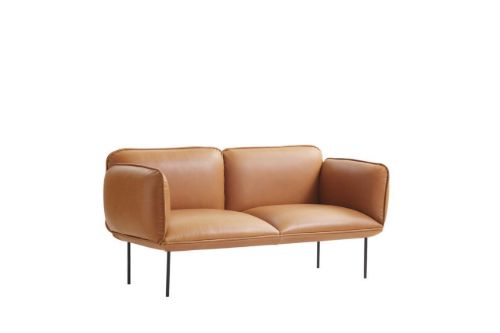 Woud Nakki 2-Seater L: 180 cm - Camo Silk Leather / Cognac