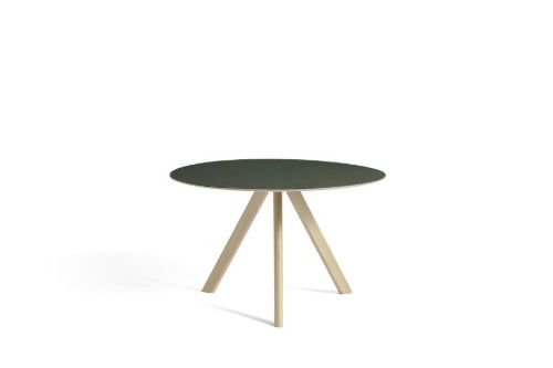HAY CPH 20 Round Table Ø: 120 cm - Lacquered Solid Oak/Green Linoleum