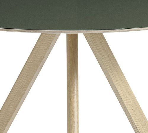 HAY CPH 20 Round Table Ø: 120 cm - Lacquered Solid Oak/Green Linoleum