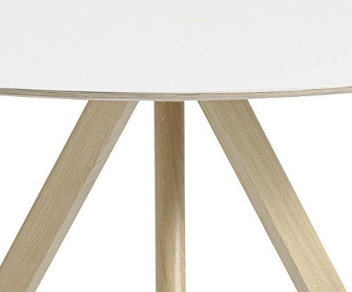 HAY CPH 20 Round Table Ø: 120 cm - Lacquered Solid Oak/White Laminate