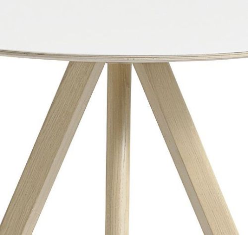 HAY CPH 20 Round Table Ø: 90 cm - Lacquered Solid Oak/White Laminate