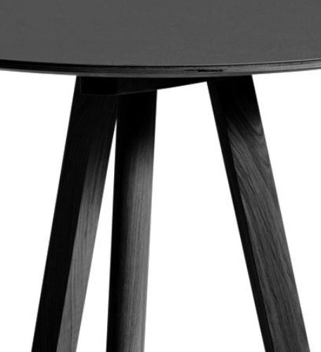 HAY CPH 20 Round Table Ø: 70 cm - Black Lacquered Solid Oak/Black Linoleum