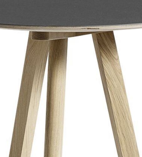 HAY CPH 20 Round Table Ø: 70 cm - Lacquered Solid Oak/Black Linoleum