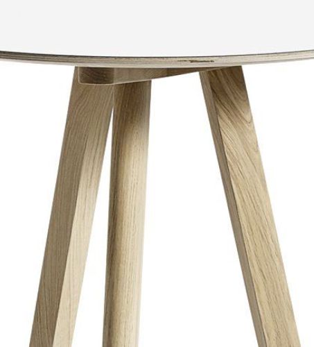 HAY CPH 20 Round Table Ø: 70 cm - Lacquered Solid Oak/White Laminate