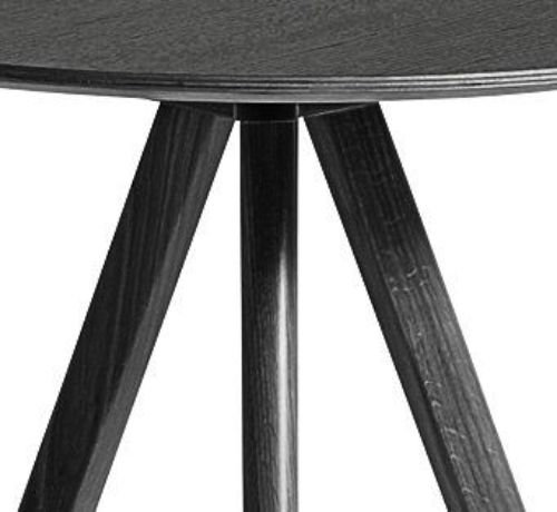 HAY CPH 20 Round Table Ø: 50 cm - Black Lacquered Solid Oak/Black Linoleum