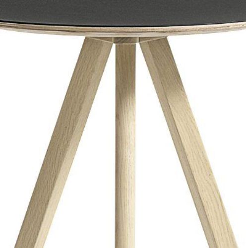 HAY CPH 20 Round Table Ø: 50 cm - Lacquered Solid Oak/Black Linoleum
