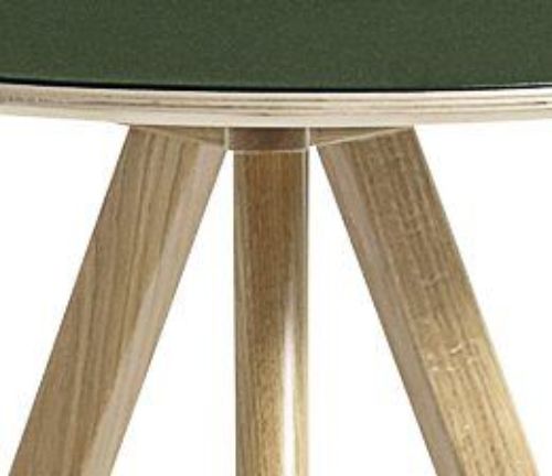 HAY CPH 20 Round Table Ø: 50 cm - Lacquered Solid Oak/Green Linoleum