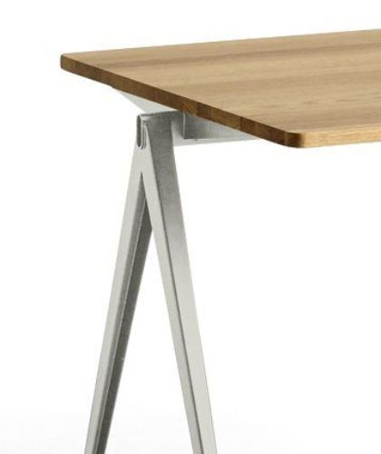 HAY Pyramide Table 01 140x75 cm - Beige Powder Coated Steel/Clear Lacquered Oak