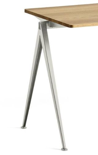 HAY Pyramide Table 01 140x65 cm - Beige Powder Coated Steel/Clear Lacquered Oak