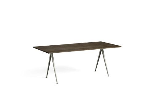 HAY Pyramide Table 02 190x85 cm - Beige Powder Coated Steel/Smoked Oak