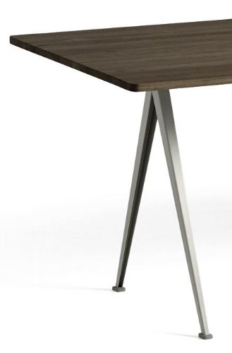 HAY Pyramide Table 02 190x85 cm - Beige Powder Coated Steel/Smoked Oak