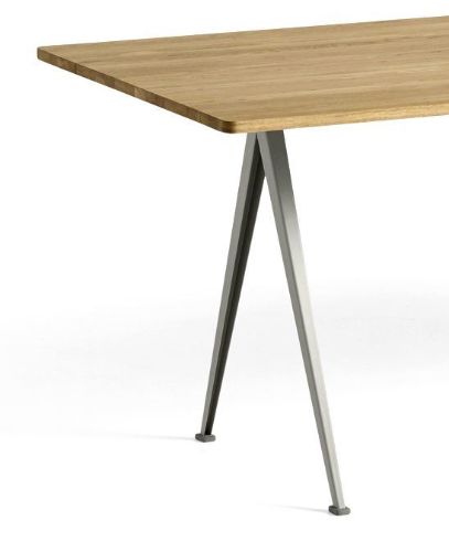 HAY Pyramide Table 02 190x85 cm - Beige Powder Coated Steel/Clear lacquered Oak
