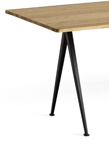 HAY Pyramide Table 02 250x85 cm - Black Powder Coated Steel/Clear Lacquered Oak