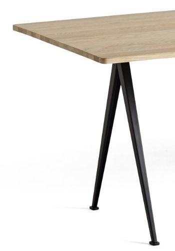 HAY Pyramide Table 02 250x85 cm - Black Powder Coated Steel/Matt Lacquered Oak