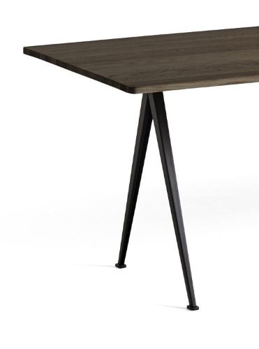 HAY Pyramide Table 02 250x85 cm - Black Powder Coated Steel/Smoked Oak