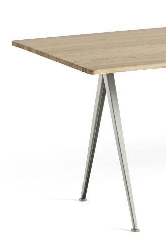 HAY Pyramide Table 02 250x85 cm - Beige Powder Coated Steel/Matt Lacquered Oak