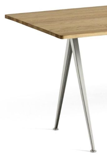 HAY Pyramide Table 02 250x85 cm - Beige Powder Coated Steel/Clear Lacquered Oak