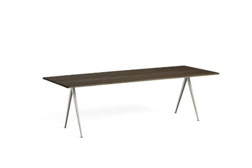 HAY Pyramide Table 02 250x85 cm - Beige Powder Coated Steel/Smoked Oak