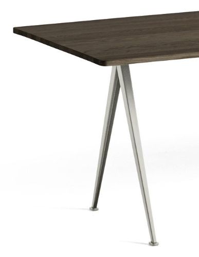 HAY Pyramide Table 02 250x85 cm - Beige Powder Coated Steel/Smoked Oak