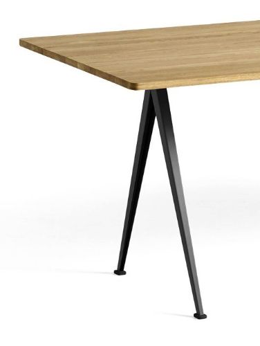 HAY Pyramide Table 02 190x85 cm - Black Powder Coated Steel/Clear Lacquered Oak