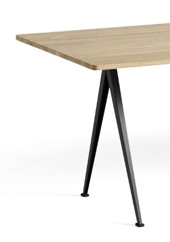 HAY Pyramide Table 02 190x85 cm - Black Powder Coated Steel/Matt Lacquered Oak