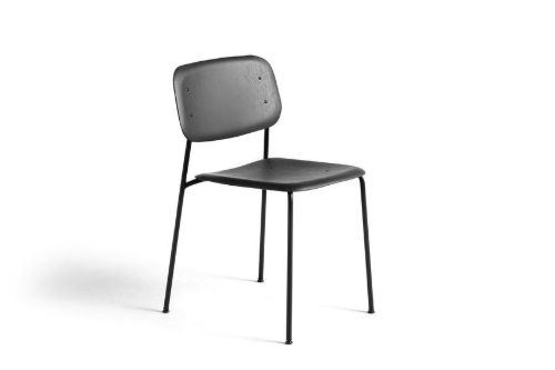 HAY Soft Edge 10 Chair w. Standard Gliders SH: 47,5 cm - Soft Black/Black Powder Coated Steel
