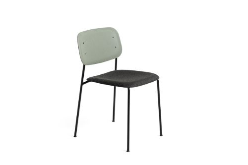 HAY Soft Edge 10 Chair w. Seat Upholstery SH: 47,5 cm - Remix 973/Dusty Green Stained/Black Powder Coated Steel