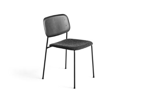 HAY Soft Edge 10 Chair w. Seat Upholstery SH: 47,5 cm - Hallingdal 180/Black Lacquered/Black Powder Coated Steel