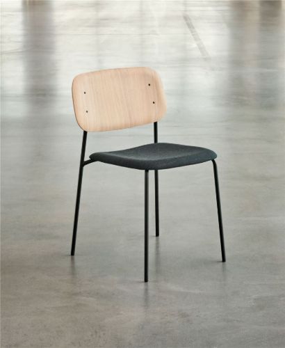 HAY Soft Edge 10 Chair w. Seat Upholstery SH: 47,5 cm - Remix 173/Lacquered Oak/Black Powder Coated Steel