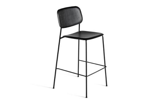 HAY Soft Edge 10 Bar Stool High SH: 75 cm - Black Lacquered/Black Powder Coated Steel