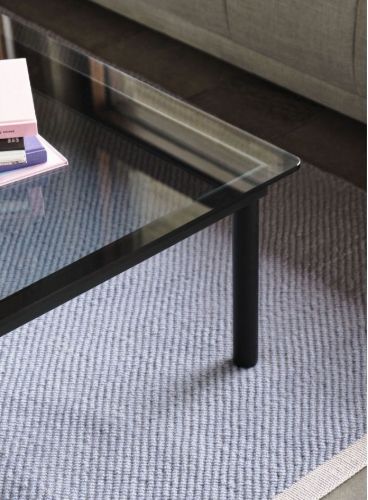 HAY Kofi Table 80x80 cm - Black Solid Oak / Clear Glass