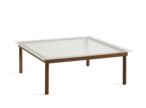 HAY Kofi Table 100x100 cm - Solid Walnut / Clear Reeded Glass