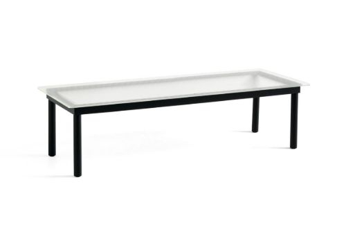 HAY Kofi Table 140x50 cm - Black Solid Oak / Clear Reeded Glass