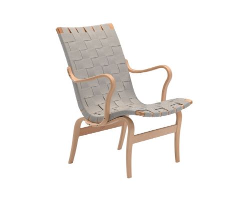 Bruno Mathsson Mi 472 Eva Lænestol m. arm SH: 34 cm - Lakeret Bøg / Linnegjord Natur