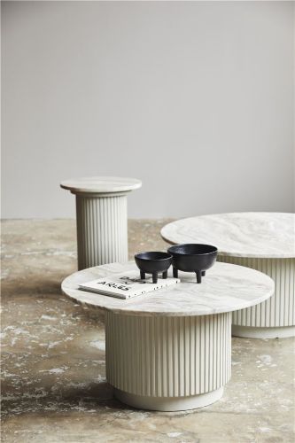 Nordal Erie Round Side Table Ø: 40 cm - White Marble Top