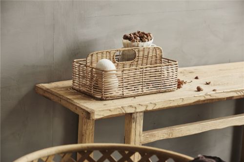 Nordal ZADAR Rattan Holder 2 Dividers 36x23 cm - Nature