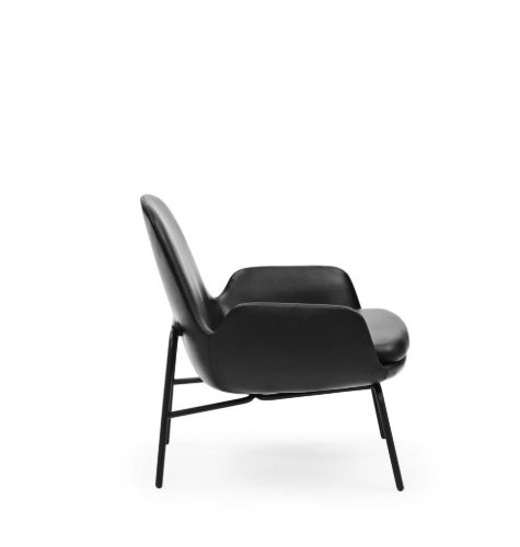Normann Copenhagen Era Lounge Chair Low Steel SH: 40 cm - Ultra Leather / Black 41599