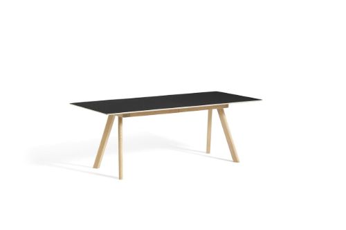 HAY CPH 30 Extendable Table 200/400x90x74 cm - Lacquered Solid Oak/Black Linoleum