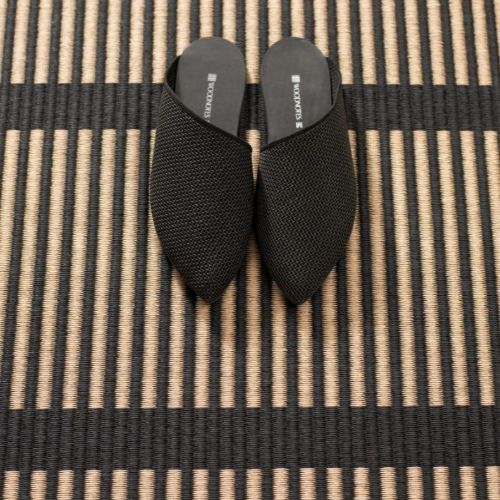 Woodnotes Cut Stripe Carpet Sewn Edges 80x200 cm - Black/Natural