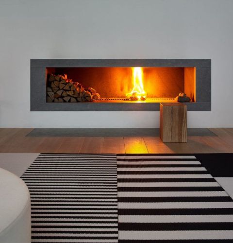 Woodnotes Big Stripe Carpet Sewn Edges 140x200 cm - Black/Stone