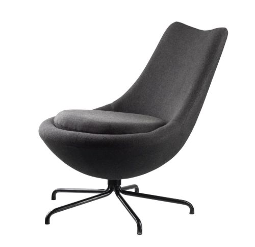 FDB Møbler L40 Bellamie Lounge Chair m. Svirvel SH: 39 cm - Black / Dark Grey