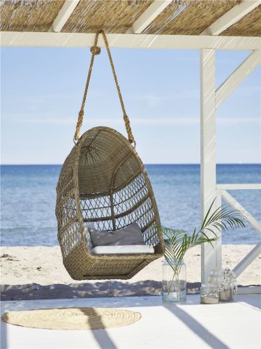 Sika-Design Evelyn Exterior Hængestol inkl. Hynde H: 113 cm - Antique Grey/CY101 Hvid