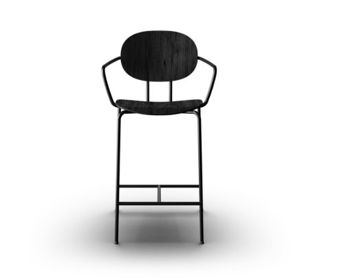 Sibast Furniture Piet Hein Bar Chair w. Armrest SH: 65 cm Black - Black Oak