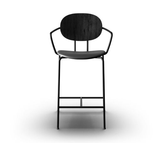 Sibast Furniture Piet Hein Bar Chair w. Armrest SH: 65 cm - Black Oak/Solid Black