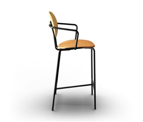 Sibast Furniture Piet Hein Bar Chair w. Armrest SH: 65 cm - Oil Oak/Dunes Cognac