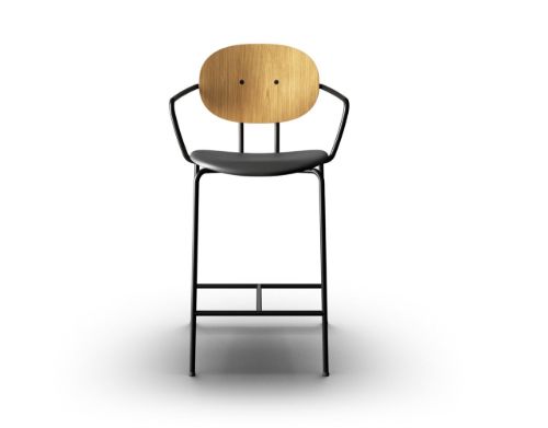 Sibast Furniture Piet Hein Bar Chair w. Armrest SH: 65 cm - Oil Oak/Solid Black