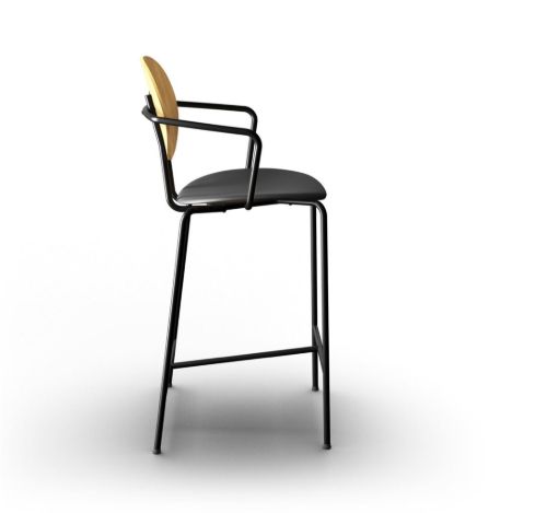 Sibast Furniture Piet Hein Bar Chair w. Armrest SH: 65 cm - Oil Oak/Solid Black